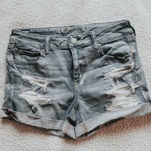 Ripped jean shorts